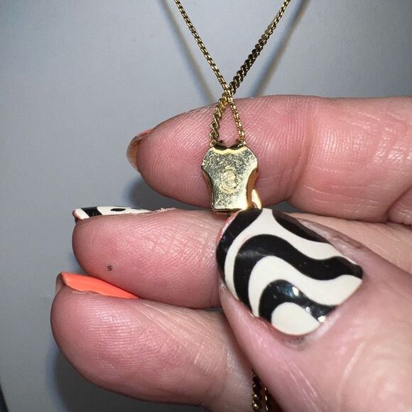 Vintage Gold Tone Zipper Y Necklace with Faux Pearls - Picture 3 of 5